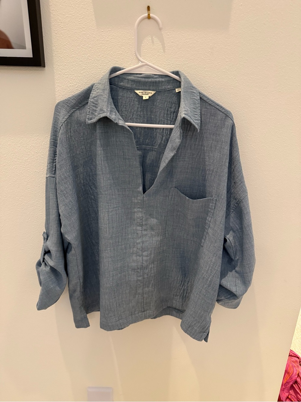 Max Studio Light Blue Casual Button-Down Shirt